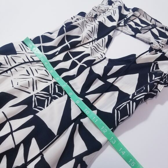 Plenty by Tracy Reese Geometric Print  Maxi Dress High Low Ruffle Keyhole Back - Picture 6 of 15